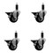 Service Caster 3'' Black Poly Swivel 1-1/8'' Expanding Stem Caster Set with Brake, 4PK SCC-EX20S314-PPUB-BLK-PLB-118-4 - alternate 1